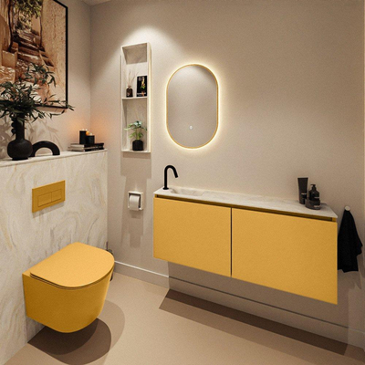 MONDIAZ TURE-DLUX 120cm toiletmeubel Ocher. EDEN wastafel Ostra positie links. Met 1 kraangat.