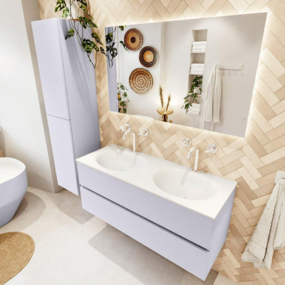 Mondiaz VICA Badkamermeubelset - 120cm - cale - 2 lades - Wastafel MOON - dubbel 2 kraangaten - kleur talc - XL versie 60cm hoog