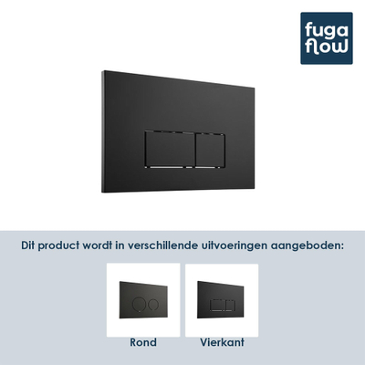 FugaFlow Elvas Bedieningsplaat - Met dualflush frontbediening voor Geberit UP320 - Inbouwreservoir - Metaal - Rond - Mat zwart