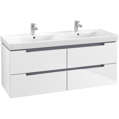 Villeroy & Boch Subway 2.0 wastafelonderkast 128.7x52cm 4 lades Glossy white