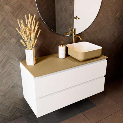 Mondiaz TOP 46 Topblad - 100x46x0.9cm - geschikt voor afdekplaat - Solid surface - Oro