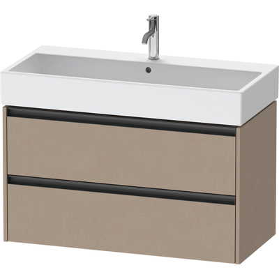 Duravit Ketho 2 wastafelonderbouwkast met 2 laden 98.4x46x54.9cm met grepen antraciet Linnen mat