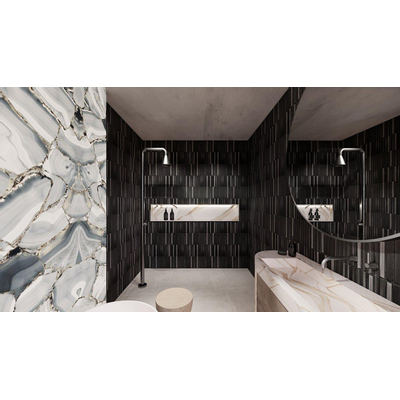 The Mosaic Factory Sevilla mozaïektegel - 29.6x29.9cm - wandtegel - Rechthoek - Porselein Carbon Shades of Gray mat/glans