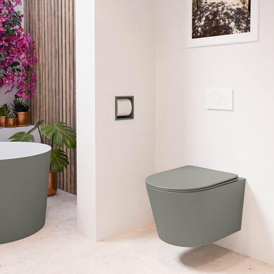 MONDIAZ LAVIE wandclosetpack - 36x53cm - diepspoel - rimless - Smoke (grijs) - softclose - quick-release - toiletzitting - Smoke (grijs)