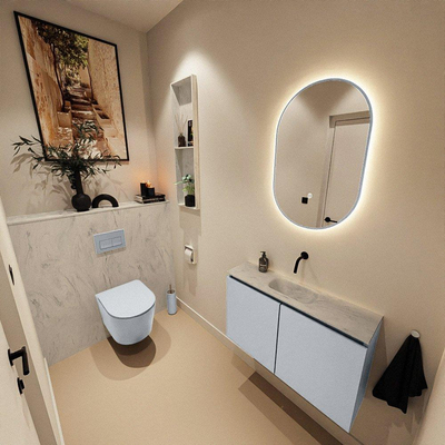 MONDIAZ TURE-DLUX 80cm toiletmeubel Clay. EDEN wastafel Opalo positie midden. Zonder kraangat.
