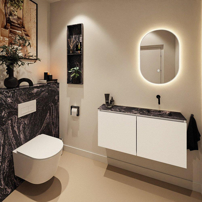 MONDIAZ TURE-DLUX 100cm toiletmeubel Talc. EDEN wastafel Lava positie rechts. Zonder kraangat.