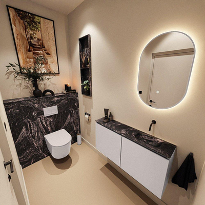 MONDIAZ TURE-DLUX 100cm toiletmeubel Cale. EDEN wastafel Lava positie rechts. Zonder kraangat.