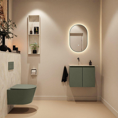 MONDIAZ TURE-DLUX 60cm toiletmeubel Army. EDEN wastafel Ostra positie links. Zonder kraangat.