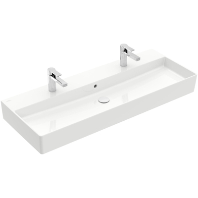 Villeroy & Boch Memento 2.0 wastafel onderzijde geslepen 120x47cm met overloop 2 kraangaten ceramic+ wit