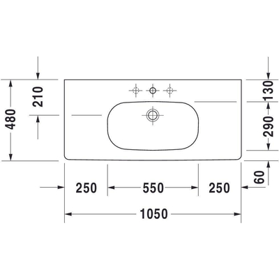 Duravit D code meubelwastafel 105x48 cm 1 kraangat met overloop wit