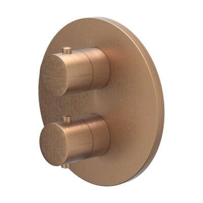 IVY Bond Afbouwdeel - voor Inbouwthermostaat - 3-weg stop-omstel - rond rozet - Geborsteld mat koper PVD