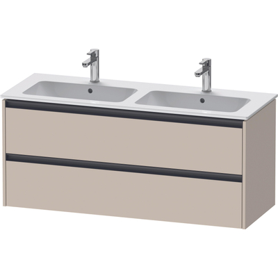 Duravit Ketho 2 wastafelonderbouwkast met 2 laden voor dubbele wastafel 128x48x55cm met grepen antraciet taupe supermat