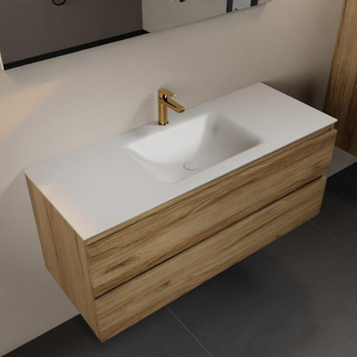 Mondiaz Aivy badmeubelset - 120x45x50cm - 1 kraangat - 1 wasbak talc Solid surface - Midden - 2 lades - Met spiegel - Melamine Chai