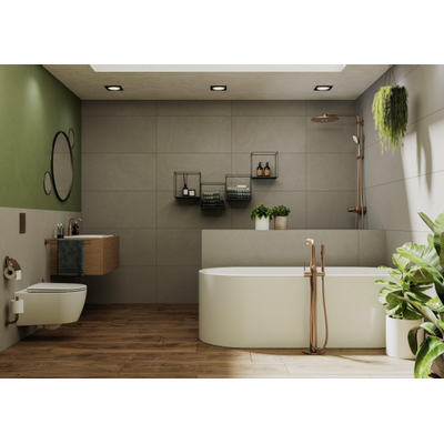 GROHE Essence New Afbouwdeel vrijstaande badkraan - omstel - draaibare uitloop 27.7cm - handdouche - doucheslang - brushed hard graphite