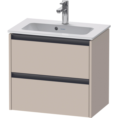 Duravit Ketho 2 wastafelonderbouwkast met 2 laden 61x39x54.9cm met grepen antraciet taupe supermat