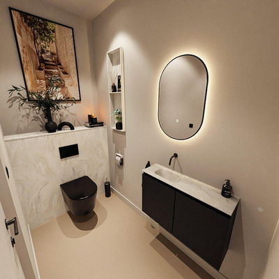 MONDIAZ TURE-DLUX 80cm toiletmeubel Urban. EDEN wastafel Ostra positie links. Zonder kraangat.