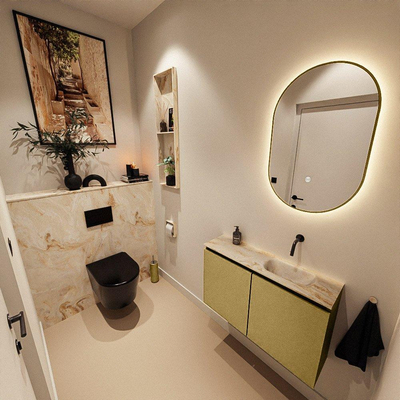 MONDIAZ TURE-DLUX 80cm toiletmeubel Oro. EDEN wastafel Frappe positie rechts. Zonder kraangat.