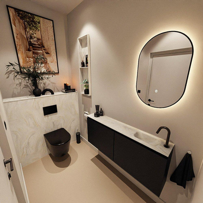 MONDIAZ TURE-DLUX 120cm toiletmeubel Urban. EDEN wastafel Ostra positie rechts. Met 1 kraangat.