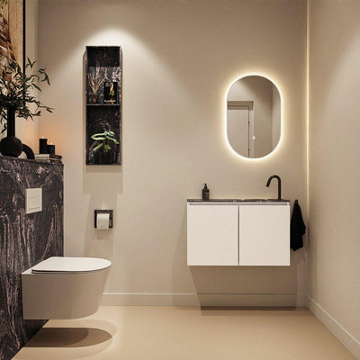 MONDIAZ TURE-DLUX 80cm toiletmeubel Talc. EDEN wastafel Lava positie rechts. Met 1 kraangat.