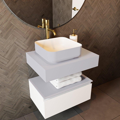 Mondiaz TOP 46 Topblad - 40x41x12cm - geschikt voor afdekplaat - Solid surface - Cale