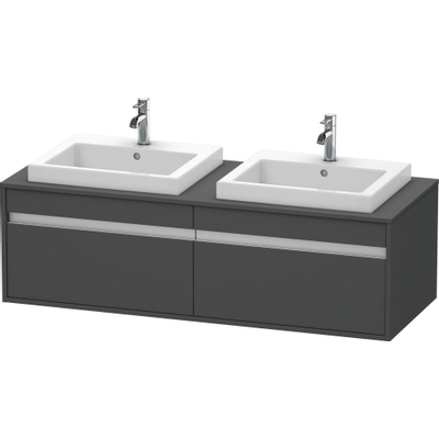 Duravit Ketho Wastafelonderkast 140x55.5x42.6cm 2 lades Standaard greep wasbak links en rechts met softclose spaanplaat Grafiet Mat