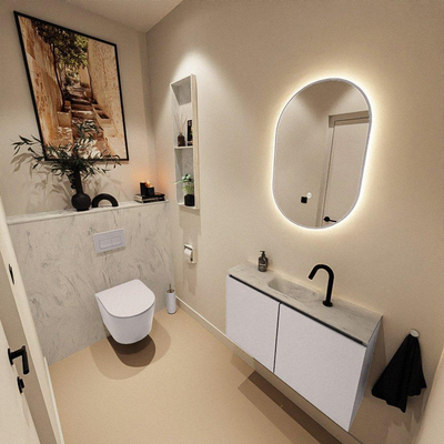 MONDIAZ TURE-DLUX 80cm toiletmeubel Cale. EDEN wastafel Opalo positie midden. Met 1 kraangat.