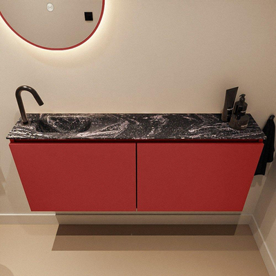 MONDIAZ TURE-DLUX 120cm toiletmeubel Fire. EDEN wastafel Lava positie links. Met 1 kraangat.