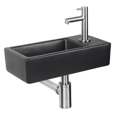 Differnz Hator fonteinset - 9x37.5x18.5cm - Rechthoek - 1 kraangat - Zwart