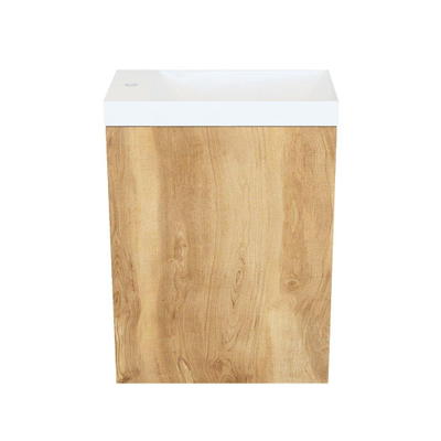 Arcqua Marble Fonteinset - 40x22x54.5cm - fontein glans wit - zonder overloop - oak natural