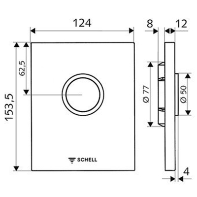 Schell Compact edition urinoir bedieningsplaat frontbediening wit