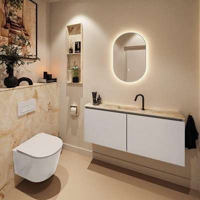 MONDIAZ TURE-DLUX 120cm toiletmeubel Linen. EDEN wastafel Frappe positie midden. Met 1 kraangat.