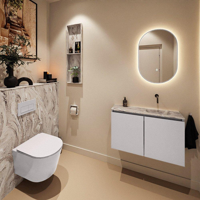 MONDIAZ TURE-DLUX 80cm toiletmeubel Cale. EDEN wastafel Glace positie rechts. Zonder kraangat.