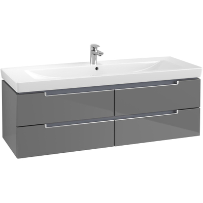 Villeroy & Boch Subway 2.0 wastafelonderbouw 128,7x44,9x41,6cm met 4 lade voor meubelwastafel 7176 130cm grey