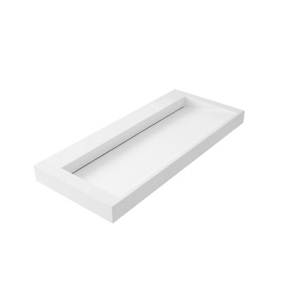 Thebalux Type Glacier wastafel 100x46x8cm 0 kraangaten 1 wasbak Rechthoek solid surface wit mat