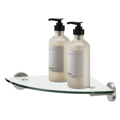 Tiger Boston Planchet - 25x25x5cm - hoekmodel - geborsteld RVS/helder glas