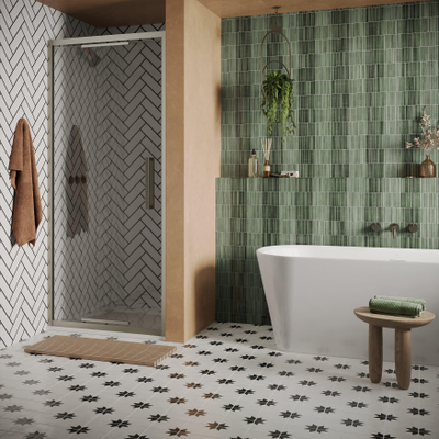 Crosswater Asura inklapbare douchedeur - 90cm - zonder handvat - geborsteld rvs