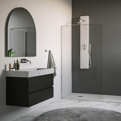 BRAUER Chrome Edition thermostatisch douchepaneel - 2 functies - calacatta gold SET 01 - 20cm hoofddouche - gebogen muurarm - staaf handdouche - wandaansluitbocht - doucheslang - chroom