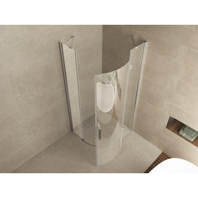 Wiesbaden Sphere Shower douchecabine 90x90x200cm kwartrond chroom 8mm glas rechtsscharnierend NANO coating