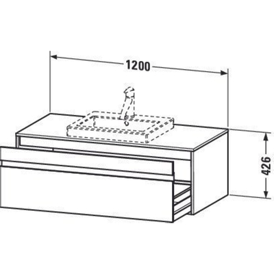 Duravit Ketho Wastafelonderkast 120x55.5x42.6cm 1 lade Standaard greep met softclose spaanplaat Grafiet Mat