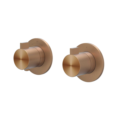 IVY Tribe Afbouwdeel - voor Inbouwthermostaat - 2-weg stop-omstel - Symmetry - rond rozet - RVS316 geborsteld mat koper PVD