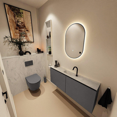MONDIAZ TURE-DLUX 120cm toiletmeubel Dark Grey. EDEN wastafel Opalo positie midden. Met 1 kraangat.