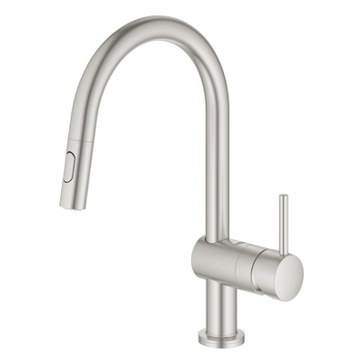 GROHE Minta Touch Keukenkraan - draaibare/uittrekbare uitloop - 2 straalsoorten - supersteel geborsteld