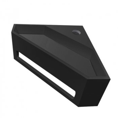 Wiesbaden Julia hoekfonteinset solid surface mat zwart 35x35x16 incl. Victoria luxe fonteinkraan mat zwart