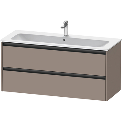 Duravit Ketho 2 wastafelonderbouwkast met 2 laden voor enkele wastafel 121x48x55cm met grepen antraciet basalt mat