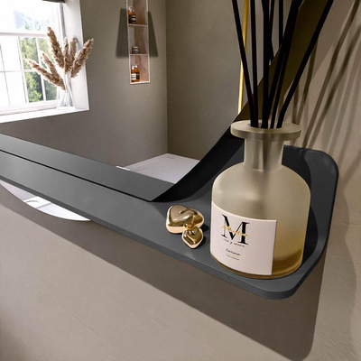 Mondiaz SPOT Badkamerspiegel - rond 120cm - spiegelplanchet - kleur Dark Grey