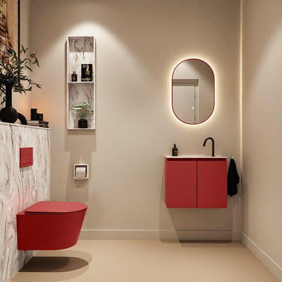 MONDIAZ TURE-DLUX 60cm toiletmeubel Fire. EDEN wastafel Glace positie midden. Met 1 kraangat.