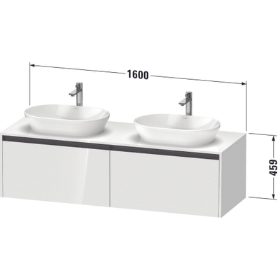 Duravit Ketho 2 wastafelonderbouwkast incl. consoleplaat met 2 laden voor dubbele waskommen 160x55x45.9cm met handgrepen antraciet betongrijs mat