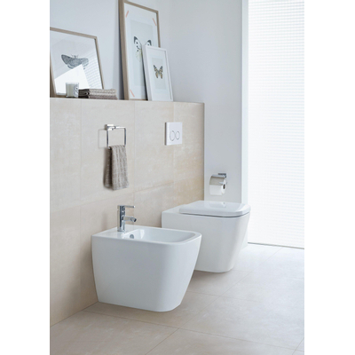 Duravit HappyD 2 staand bidet back to wall 36.5x57cm met overloop met kraangat wit