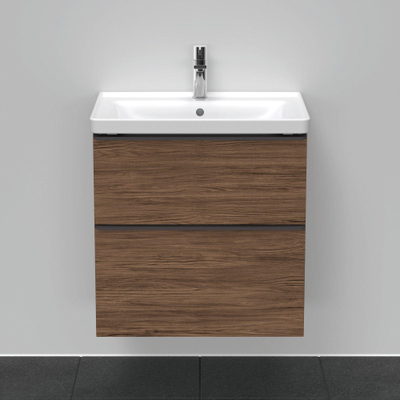 Duravit D-Neo wastafelonderkast 63.4x62.5x45.2cm 2 lades Noten (donker) Mat