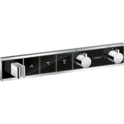 Hansgrohe RainSelect afbouwdeel voor inbouw douchekraan thermostatisch voor 3 functies met handdouchehouder 52.7x90cm zwart/chroom